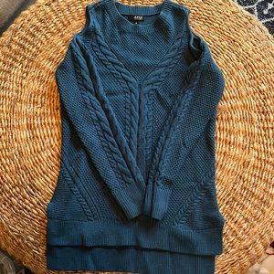 Turquoise cold shoulder sweater